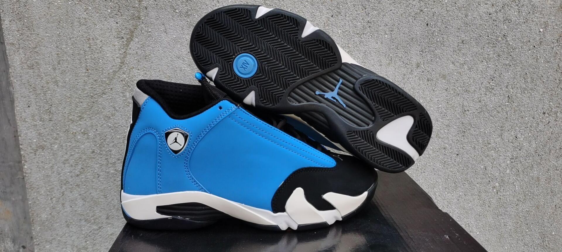 Original Air Jordan 14 BHM Blue Black - Click Image to Close